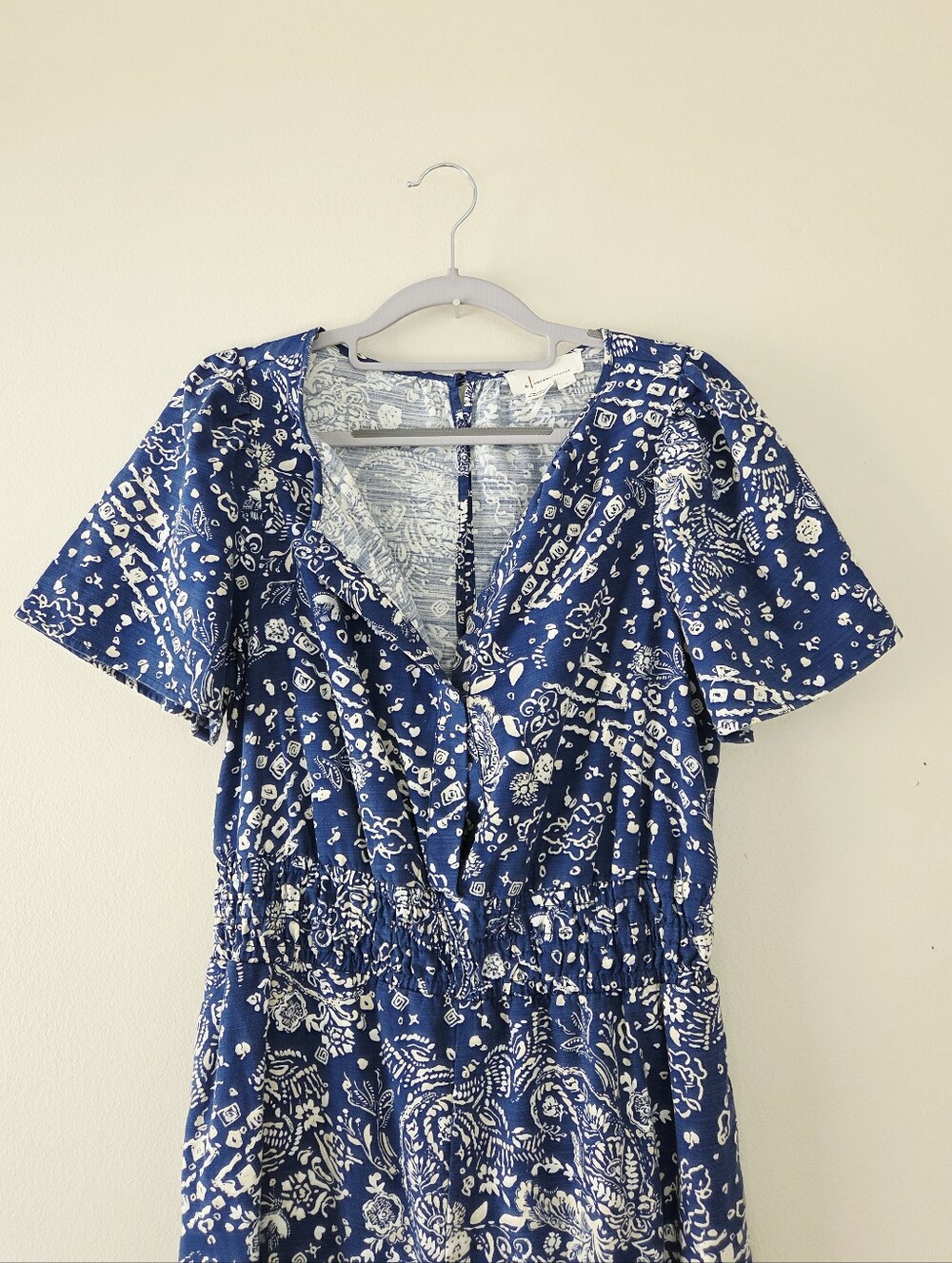 Anthropologie The Somerset Wide Leg Jumpsuit Blue Floral Size Small - Picture 3 of 6